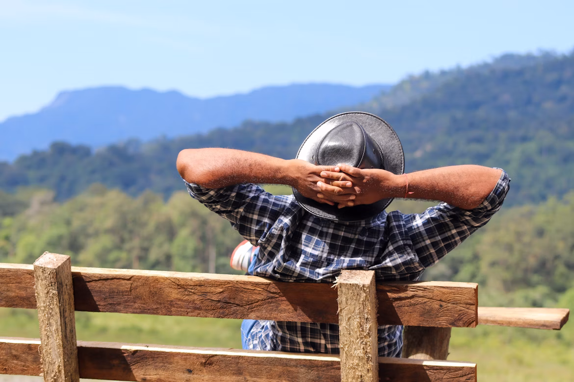 Man relaxing peacefully on a bench